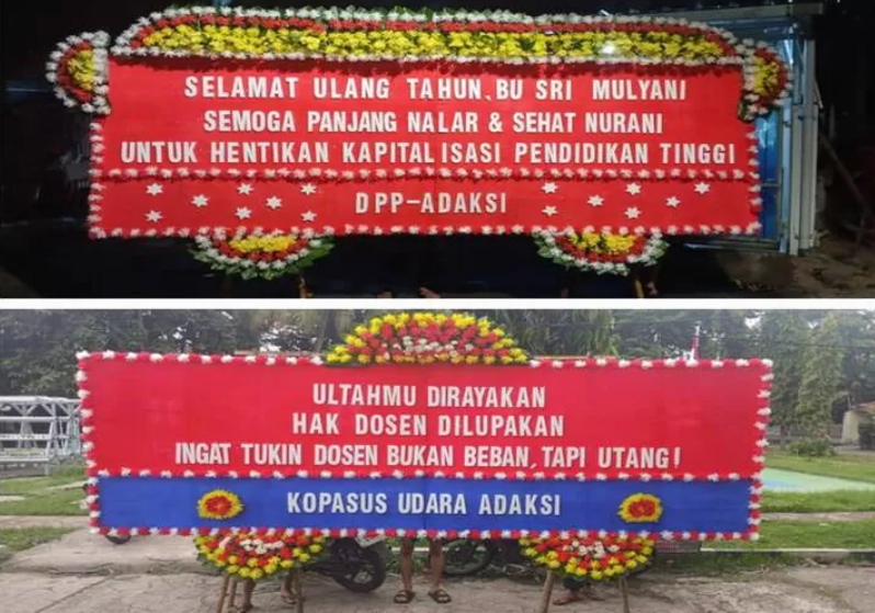 100 Karangan Bunga Hiasi Kemenkeu, Sindiran untuk Sri Mulyani soal Nasib Guru dan Dosen